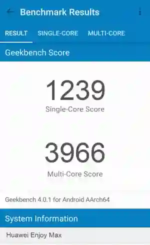 Huawei Enjoy Max GeekBench 4 ����������
