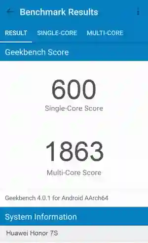 Huawei Honor 7S GeekBench 4 ����������