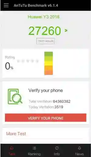 Huawei Y3 2018 Antutu v7 ����������