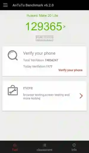 Результат Huawei Mate 20 Lite в тесте Antutu Результат Huawei Mate 20 Lite в тесте Antutu