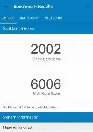 Huawei Honor 20i GeekBench 4 ����������