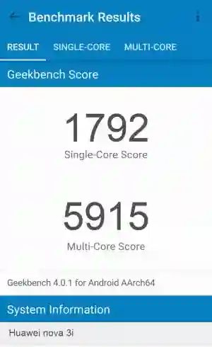 Huawei nova 3i GeekBench 4 ����������