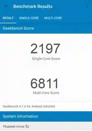 Huawei nova 5z GeekBench 4 ����������