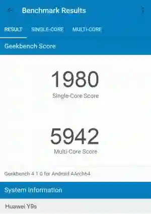 Huawei Y9s GeekBench 4 ����������