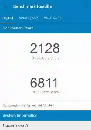 Huawei nova 7i GeekBench 4 ����������
