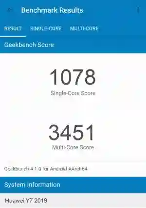 Huawei Y7 2019 GeekBench 4 ����������
