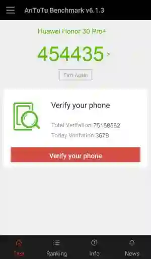 Результат Huawei Honor 30 Pro+ в тесте Antutu Результат Huawei Honor 30 Pro+ в тесте Antutu