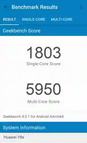 Huawei Y8s GeekBench 4 ����������