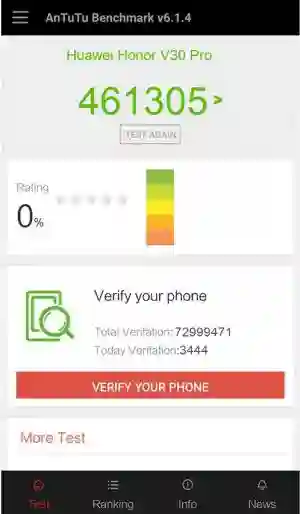 Результат Huawei Honor V30 Pro в тесте Antutu Результат Huawei Honor V30 Pro в тесте Antutu