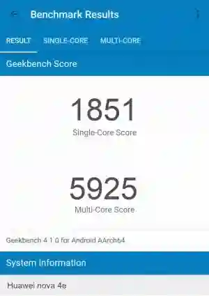 Huawei nova 4e GeekBench 4 ����������