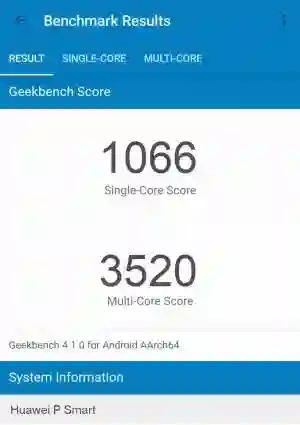 Huawei P Smart GeekBench 4 ����������