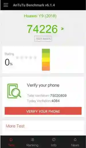 Huawei Y9 (2018) Antutu v7 ����������