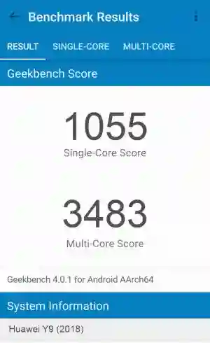 Huawei Y9 (2018) GeekBench 4 ����������