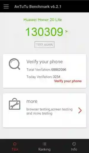 ��������� Huawei Honor 20 Lite � ����� Antutu