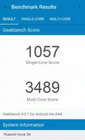 Huawei nova 3e GeekBench 4 ����������