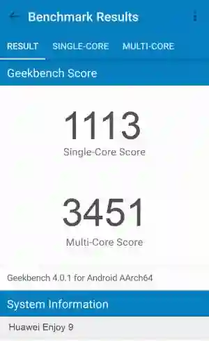 Huawei Enjoy 9 GeekBench 4 ����������