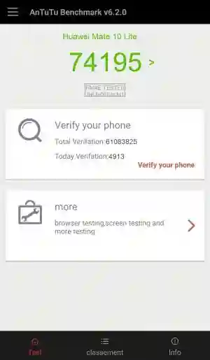 Результат Huawei Mate 10 Lite в тесте Antutu Результат Huawei Mate 10 Lite в тесте Antutu