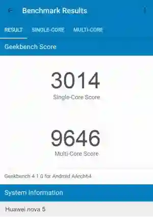 Huawei nova 5 GeekBench 4 ����������