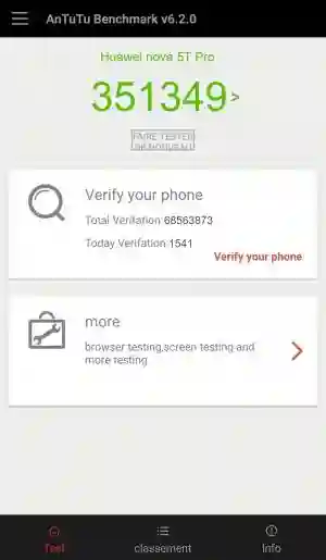 Результат Huawei nova 5T Pro в тесте Antutu Результат Huawei nova 5T Pro в тесте Antutu