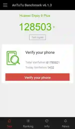 Результат Huawei Enjoy 9 Plus в тесте Antutu Результат Huawei Enjoy 9 Plus в тесте Antutu