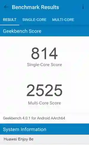 Huawei Enjoy 8e GeekBench 4 ����������