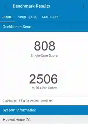 Huawei Honor 7A GeekBench 4 ����������