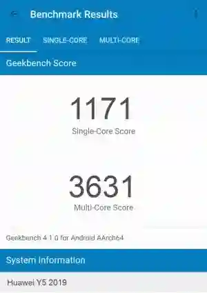 Huawei Y5 2019 GeekBench 4 ����������